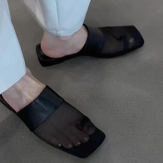 Dép xỏ ngón chân vuông dày lưới trượt nữ