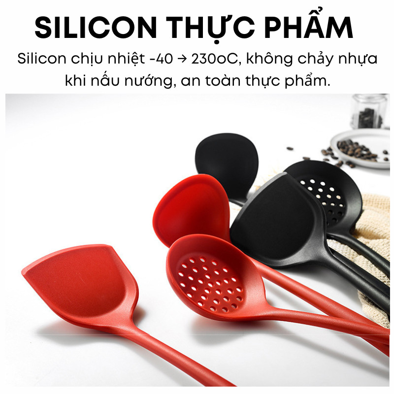 Bộ 05 Dụng Cụ Nhà Bếp KOOBEE: Muôi – Xẻng – Kẹp Gắp – Chổi Quét Dầu –  Chống Dính, Chịu Nhiệt, Không Gây Trầy Chảo | 316