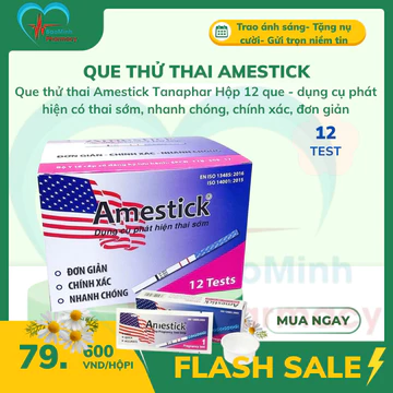 Que thử thai Amestick Tanaphar Hộp 12 que - dụng cụ phát hiện có thai sớm, nhanh chóng, chính xác, đơn giản