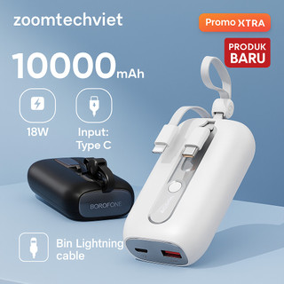 Pin Dự Phòng 10000mAh, Sạc Nhanh PD20W, Màn Hình LED, Tích Hợp Dây Sạc, Tiện Lợi Cho Điện Thoại, Du Lịch