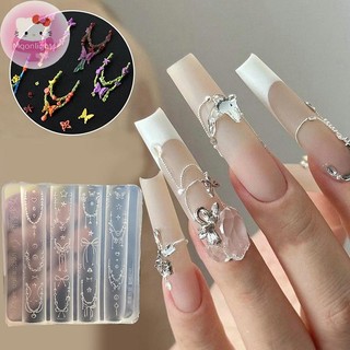 Moonlights Hoạt Hình Silicon Móng Tay Hạt Dây Xích Khắc Nơ Khuôn Trang Trí Móng Tay Thiết Kế DIY Lập Thể Tấm Dập Dụng Cụ Làm Móng Tay EN