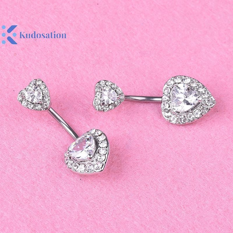 Kudosation Pha Lê Trái Tim Rốn Bụng Nút Nhẫn Barbell Rốn Nhẫn Xuyên Cơ Thể Trang Sức