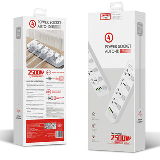 Ổ Cắm Điện Tanaka TNK-OD4424 - 2500W - 4 lỗ cắm điện + 4 cổng USB - Bảo hành chính hãng 12 tháng