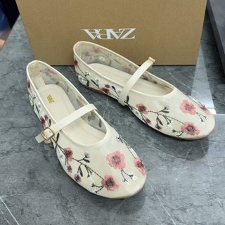 Giày ba lê phẳng hoa thêu lưới