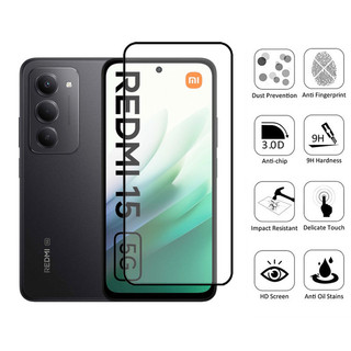 Redmi 15 2 trong 1 Kính Cường Lực Bảo Vệ Màn Hình Cho Xiaomi Redmi 15C 14C 13C 12 A3 Note 13 Pro 4G 5G 9D Kính Bảo Vệ Phim Với Ống Kính Máy Ảnh Phim