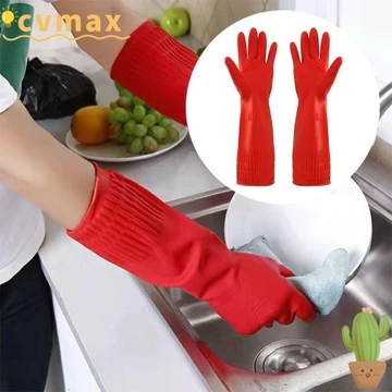 CYMX 1 Đôi Găng Tay Cao Su Dài, Rửa Xe Găng Tay Cao Su Tay Dày, Hộ Gia Đình Hạng Nặng Vệ Sinh Hóa Chất Chống Cực Dài Cao Su Làm Việc An Toàn còng Nhà Bếp