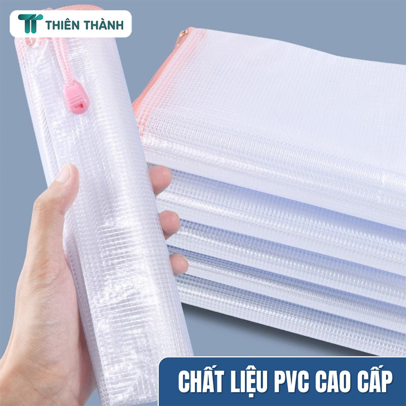 Túi Hồ Sơ Trong Suốt A4 Kèm Khóa Kéo - Túi Lưới Đựng Tài Liệu Nhiều Màu, Tiện Lợi Cho Văn Phòng, Trường Học