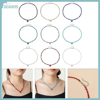 Vòng cổ hạt thủy tinh thời trang có accents trái tim tình yêu - Trang sức thủ công