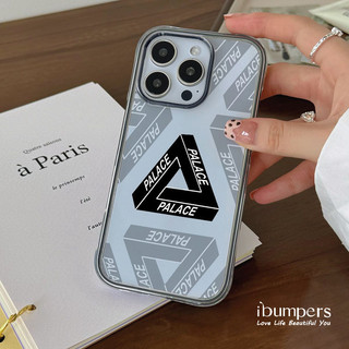 ibumpers Ốp Điện Thoại iPhone Palace Ván Trượt Họa Tiết Tam Giác Cho IPhone 11 12 13 14 15 16 Pro Max Ốp Lưng Acrylic Trong Suốt Viền Màu Tinh Khiết