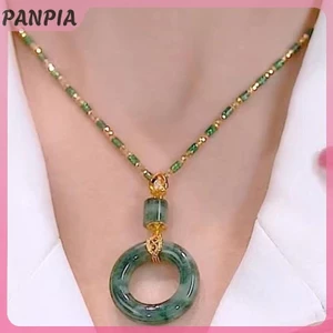 PANPIA-New Vintage Vòng cổ tre, Mặt dây chuyền ngọc giả sang trọng và độc đáo nhẹ nhàng, Vòng cổ Totem mặt trời phương pháp cổ xưa, Dây chuyền cổ hoa