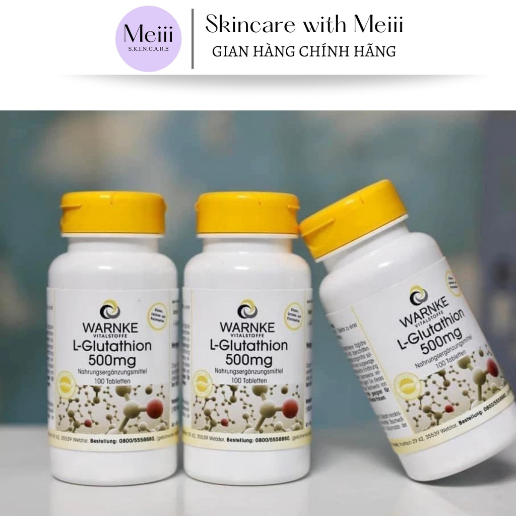 Viên uống Warnke L-Glutathione Đức 500mg hỗ trợ trắng da 100 viên