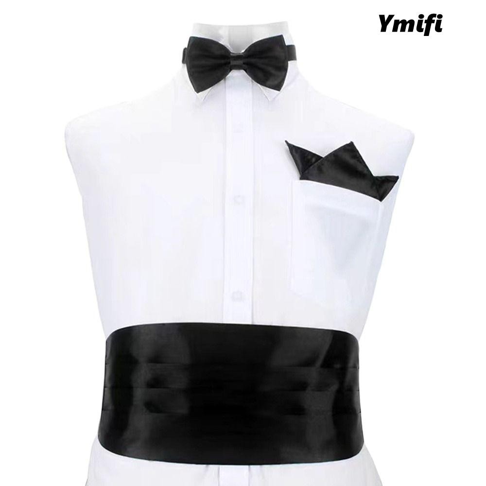 YMIFI Tuxedo Cummerbund, Bộ Dây Buộc Cổ Co Giãn Satin Lụa Rộng, Dây Đeo Bụng Thời Trang Kinh Doanh Có Thể Điều Chỉnh Túi Vuông Cưới