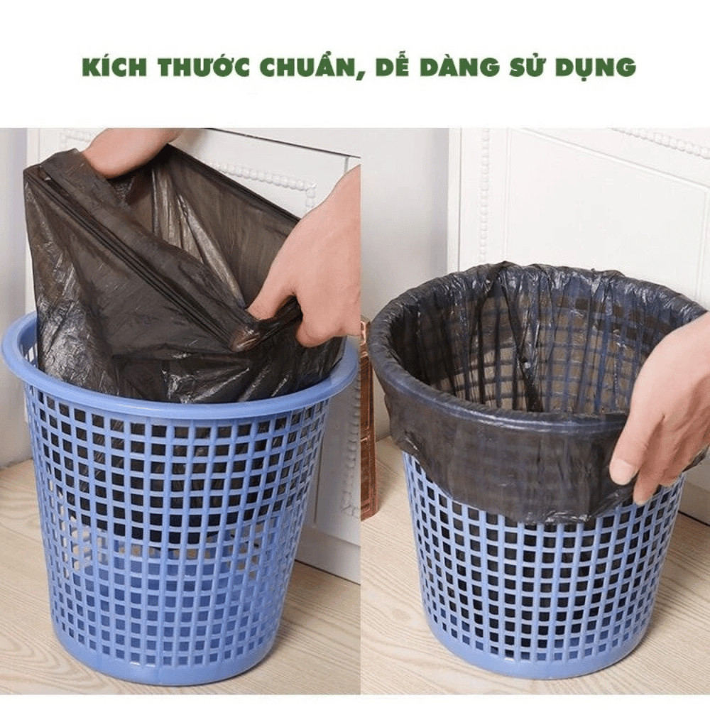 Set 3 Cuộn Đựng Rác Đen Tự Phân Hủy Sinh Học Túi Đựng Rác Thân Thiện Môi Trường Kích Thước 55*65cm DT001