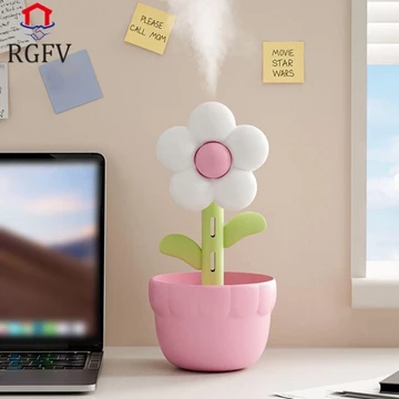 Máy tạo độ ẩm không khí hoa RGFV, Máy phun sương mát để bàn Mini dễ thương, Máy phun sương yên tĩnh bền bỉ với đèn ngủ Máy lọc không khí phun sương mát mẻ trong nhà
