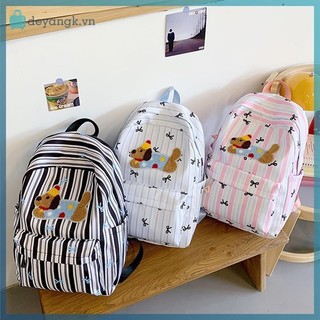 Deyangk Dễ Thương Dachshund Nơ Sọc Ba Lô In Dung Tích Lớn Học Sinh Schoolbag Thời Trang Tinh Tế Cá Tính Xu Hướng Túi Du Lịch Quà Tặng VN