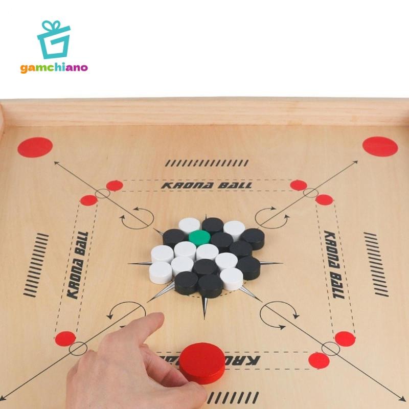 Bộ Carrom gamchiano bằng gỗ 18 x 18 inch, trò chơi bàn thử thách vui nhộn cho mọi lứa tuổi