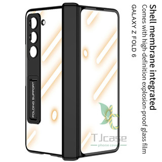 Ốp lưng trong suốt pha lê mạ điện cho Samsung Galaxy Z Fold 6 Z Fold 5 Z Fold 4 chân đế Vỏ phim cường lực phía trước