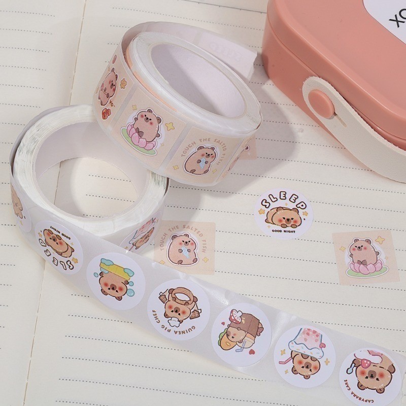 [Nổi bật] Bánh ngọt niêm phong Capybara - Nhãn dán hoạt hình - Đồ dùng văn phòng trường học - Miếng dán tài khoản tay tự dính - Văn phòng phẩm dành cho học sinh - Trang trí thân cây cốc nước
