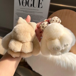 MODOMINO Pompoms Bow Rabbit Mặt dây chuyền, Treo trang trí Móc khóa búp bê thỏ lông tơ sang trọng, Búp bê nhồi bông dễ thương Phim hoạt hình Túi móc khóa ô tô Phụ kiện