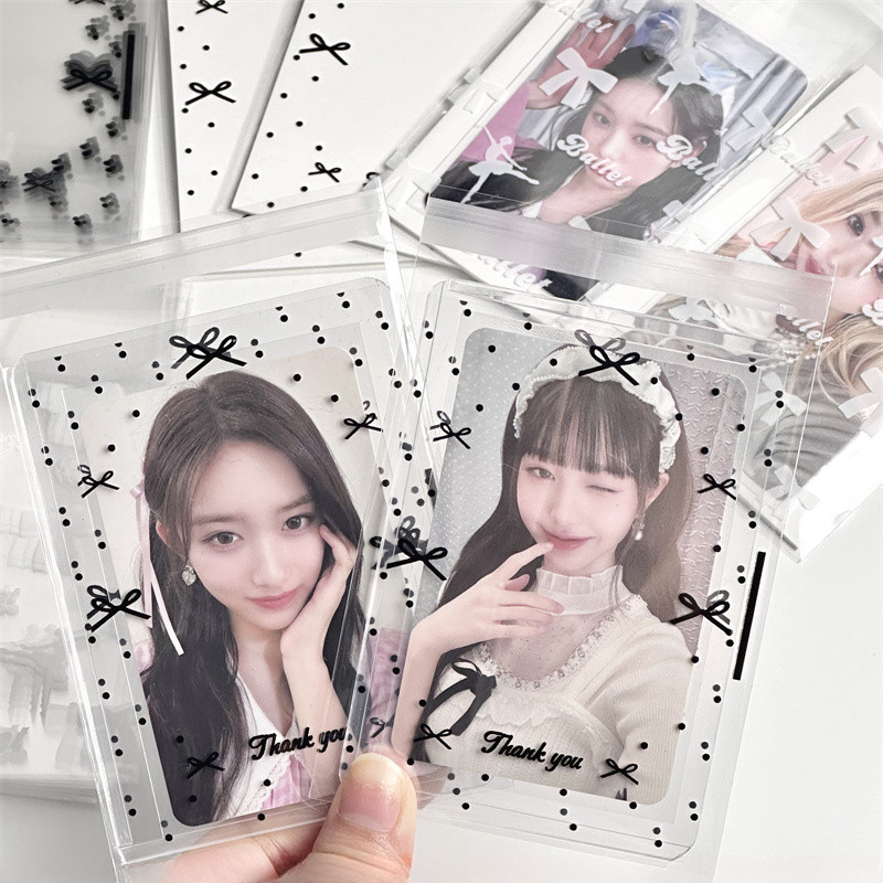 Linxx 50 Chiếc Đen Ba Lê Niêm Phong Túi Toploader Tay Áo Photocard Bao Bì Túi Tự Dính