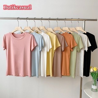 Áo thun nữ modal cotton mùa hè tay ngắn màu trắng áo trơn dáng rộng áo thun nữ Áo sơ mi thường ngày