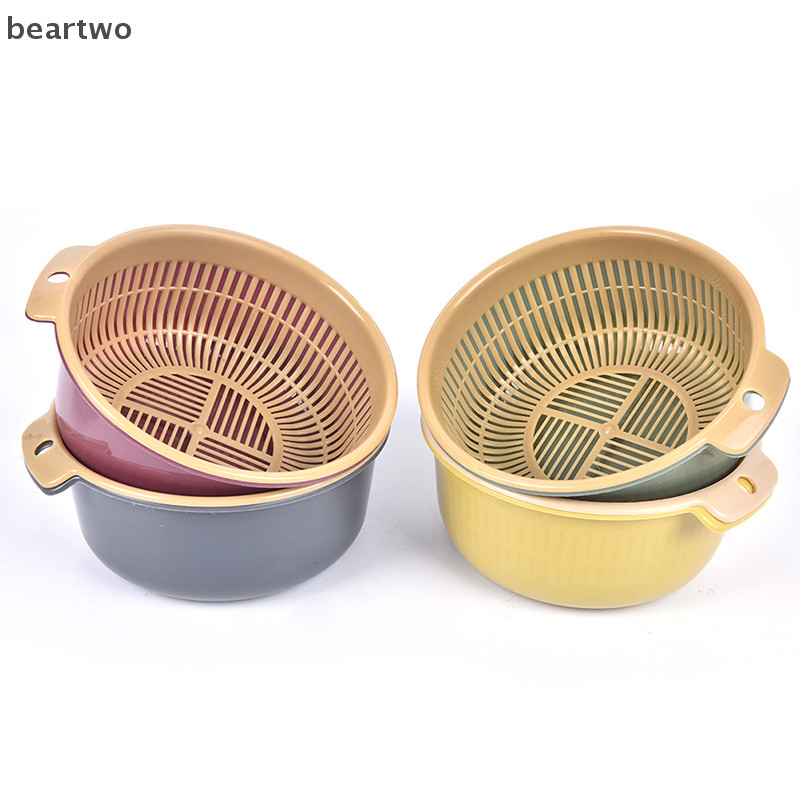 < Beartwo > Giỏ giặt làm sạch rau quả rỗng hai lớp có thể tháo rời di động Đẹp