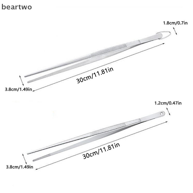 < Beartwo > Nhíp nhà bếp 30CM Nhíp mịn Kẹp nấu ăn bằng thép không gỉ cực dài cho dụng cụ pha chế BBQ Đẹp