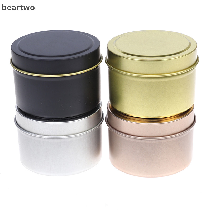 < Beartwo > Lọ tròn DIY 4Oz Nhôm thiếc có nắp Hộp đựng mẫu mỹ phẩm sắp xếp lưu trữ Đẹp