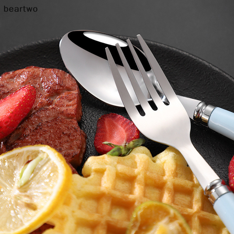 < Beartwo > Bộ đồ ăn bằng thép không gỉ 410 Muỗng nĩa di động Nhân viên văn phòng sinh viên Hộp lưu trữ dễ thương Bộ dao kéo Bộ đẹp