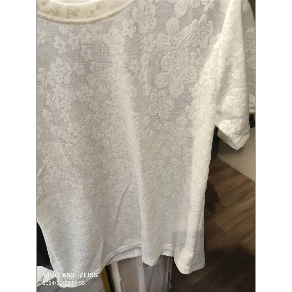 Milyfashion Ren Jacquard Tay Ngắn T Mùa Hè Mỏng Hơn Nhìn Top