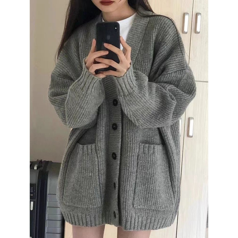 Áo khoác len cardigan dệt kim dáng dài form rộng hàng QCCC phong cách tỷ tỷ XIMIMI SP54
