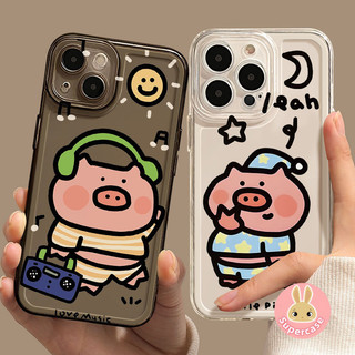 Dành Cho Redmi 13C Turbo 3 K70 K60 K50 K40 K30 Pro K70E K60E K50i K40S K30i K60 K50 K30 Ultra Gaming Trong Suốt Cặp Đôi Ốp Lưng Hoạt Hình Dễ Thương Đeo Tai Nghe Pink Pig