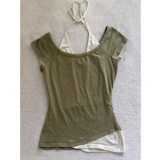 Ngoại Thương Mỹ Retro Vintage Giả Hai Mảnh quây Áo Thun Ngắn Tay Nữ Dây Cổ Thời Trung Cổ Slim-Fit Ngắn Top