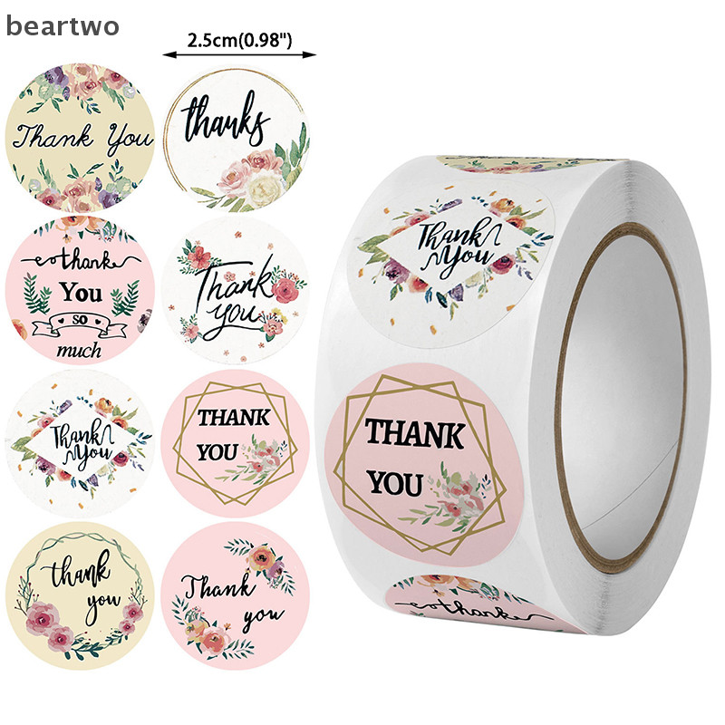 < Beartwo > 500 Cái 1inch Hoa Lãng Mạn Cảm Ơn Dán Cuộn Cho Phong Bì Hộp Trang Sức Cưới Văn Phòng Phẩm Con Dấu Miếng Dán Quà Tặng Lable Đẹp