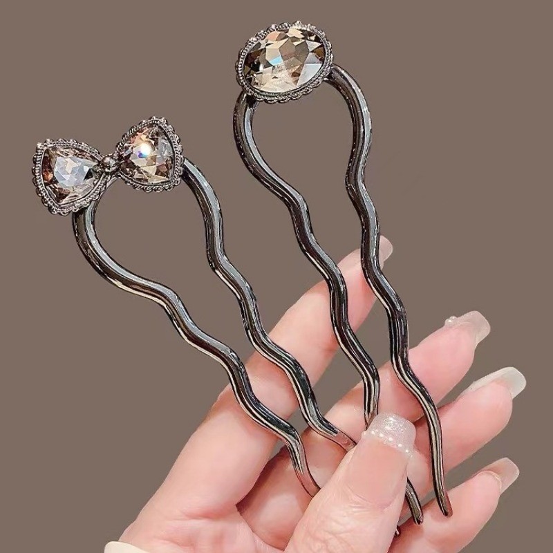 Mauropoli Kẹp tóc hình chữ U màu đen kiểu Pháp, kẹp cổ đơn giản, sẵn hàng