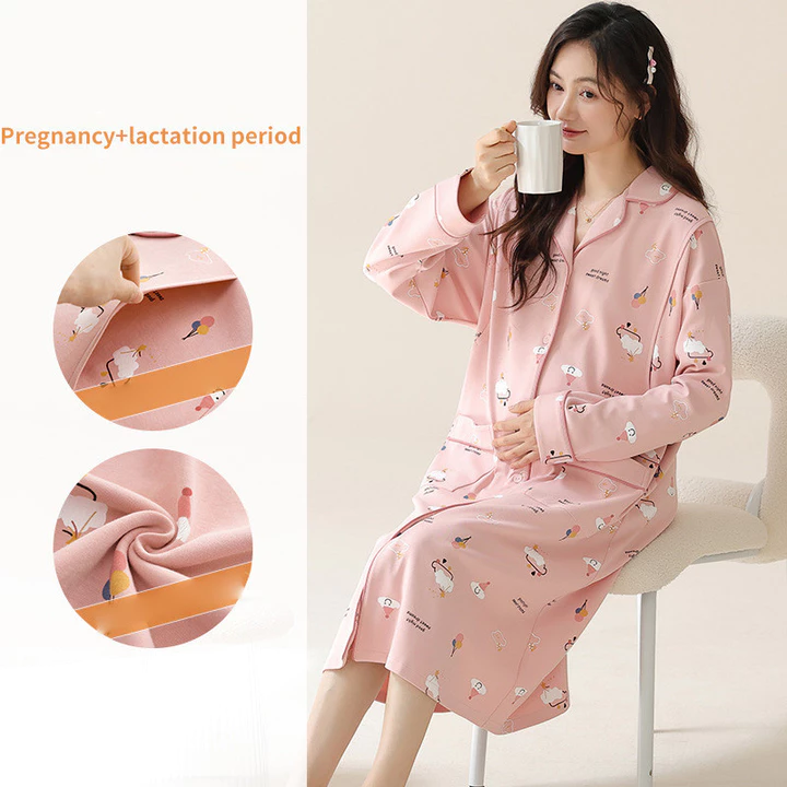 Váy giam Xuân Thu Hellobaby dành cho bà bầu, bà bầu sau sinh, váy cho con bú Váy bà bầu mỏng cho bà mẹ mang thai mùa hè