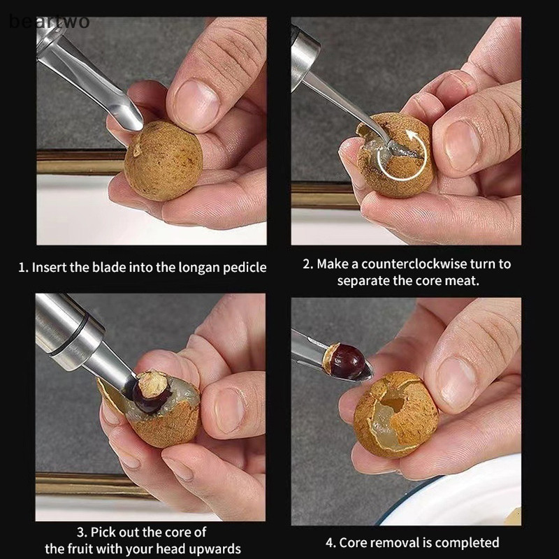 < Beartwo > 1 Dụng Cụ Tẩy Longan Lê Litchi Corer Trái Cây Cho Nhà Hàng Gia Đình Tiện Ích Nhà Bếp (Thép Không Gỉ) Đẹp