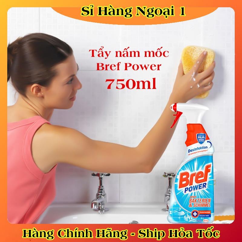 Bình Xịt Tẩy Rửa Đa Năng Bref Power 750ml - Tẩy Bếp, Tẩy dầu mỡ, Inox, Diệt khuẩn 99.9% -Hàng Nội Địa Đức
