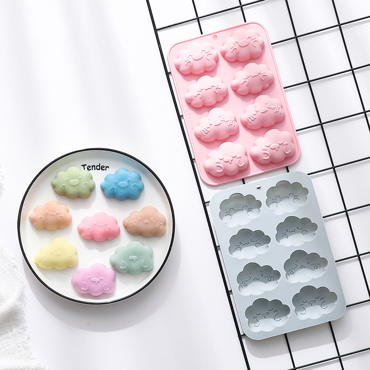 8 Khoang Biểu Hiện Hình Đám Mây Bánh Khuôn Silicon Khuôn Socola Khuôn Kẹo Hương Liệu Thạch Cao Handmade Xà Phòng Khuôn DIY