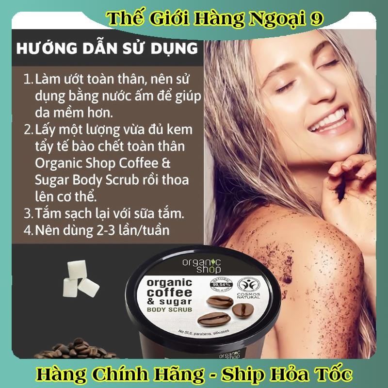 [DATE MỚI] Tẩy Tế Bào Da Chết Mặt, Body Cafe Organic Shop 75ml và 250ml của Nga