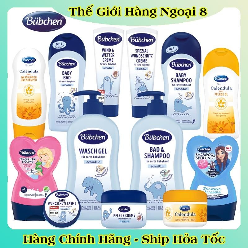 Sữa Tắm Gội, Kem Dưỡng Da, Kem hăm, Dầu Massage Cho Trẻ Sơ Sinh Bubchen Đức - Nội địa Đức Đủ Bill [Hot]