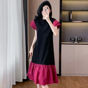 Váy cộng với kích thước 300kg mùa hè rộng rãi che bụng hiển thị gầy váy