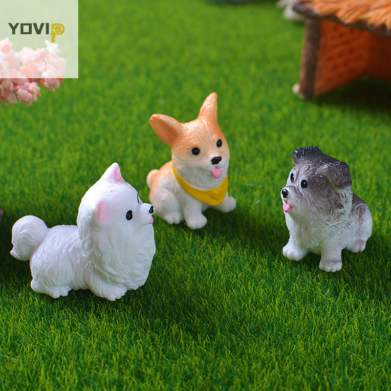 Yovip 1 Chiếc Bức Tượng Nhỏ Cho Chó Thu Nhỏ Terrarium Thủ Công Động Vật Thực Tế Chó Cho DIY Micro Phong Cảnh Cổ Tích Phụ Kiện Vườn VN