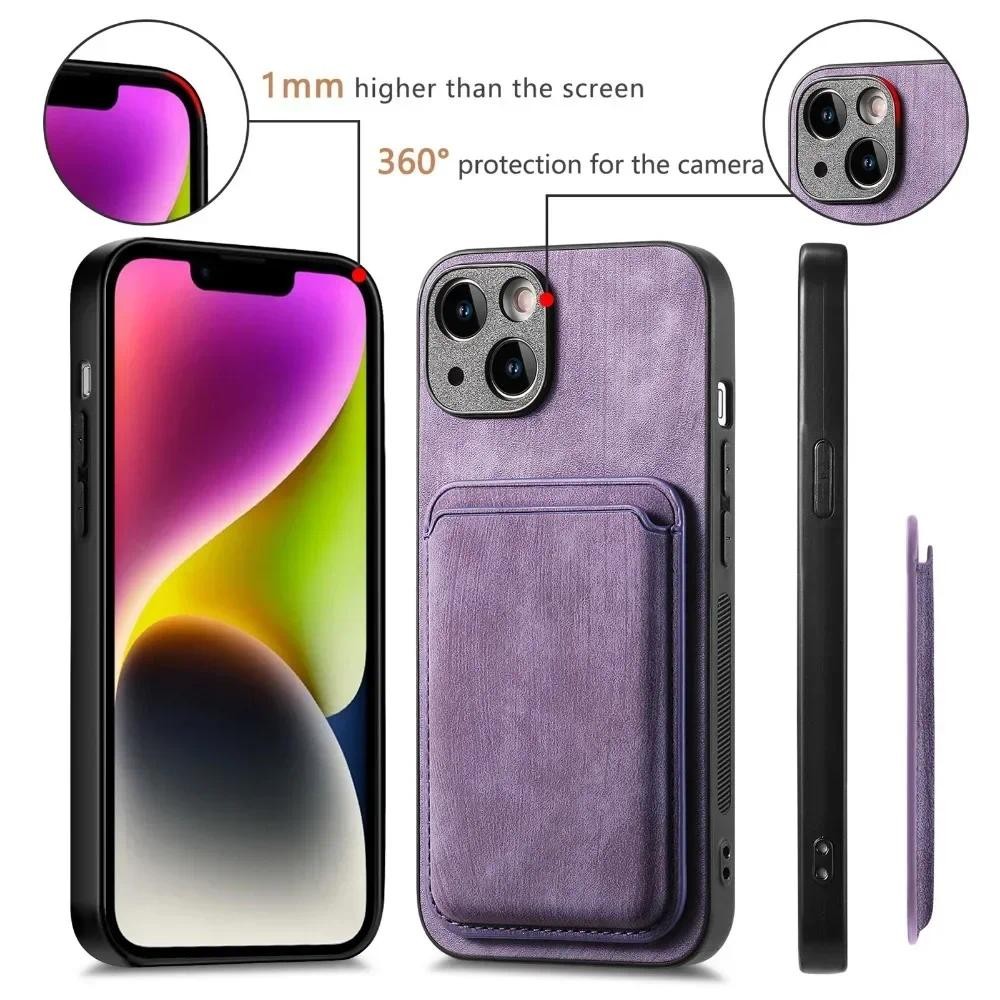 Ốp Da Vintage Có Hộp Đựng Thẻ Ví Có Thể Tháo Rời Cho iPhone 16 Pro Max 15 14 Plus 13 12 11 XR XS X 7 8 SE 2022