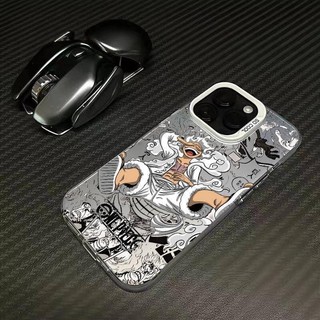 Anime Cool One Piece Nika Gear 5 Luffy Ốp Điện Thoại Cho Iphone 15 Pro Max 11 12 13 14 16 Pro Max 7 8 Plus XR X XS Max Shell Matte Armor Cứng Acrylic Chống Sốc Vỏ Laser Bạc
