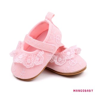 Mg-baby Girls Flats Ruffle Ren Đầm Công Chúa Giày Chống Trơn Trượt Nôi Giày Thể Thao Cho Trẻ Sơ Sinh
