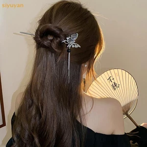 Siyuyan Phong Cách Trung Hoa Tua Rua Kẹp Tóc Vintage Hoa Tính Khí Elegan Tóc Hoa se Trung Quốc Hanfu Phụ Kiện VN