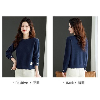 Áo Len Ngắn Thu Đông Nữ Rời Cổ Tròn Áo Len Top Xuân Thu Phong Cách Mới Phiên Bản Hàn Quốc Áo Len Nhỏ Thời Trang Dệt Kim Ấm Đáy Áo Sơ Mi