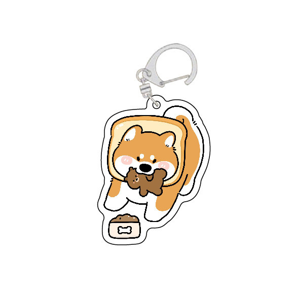 Corgi Shiba Inu Móc Chìa Khóa Con Chó Con Búp Bê DIY Hoạt Hình Dễ Thương 2 Mặt Acrylic Móc Khóa Học Mặt Dây Chuyền