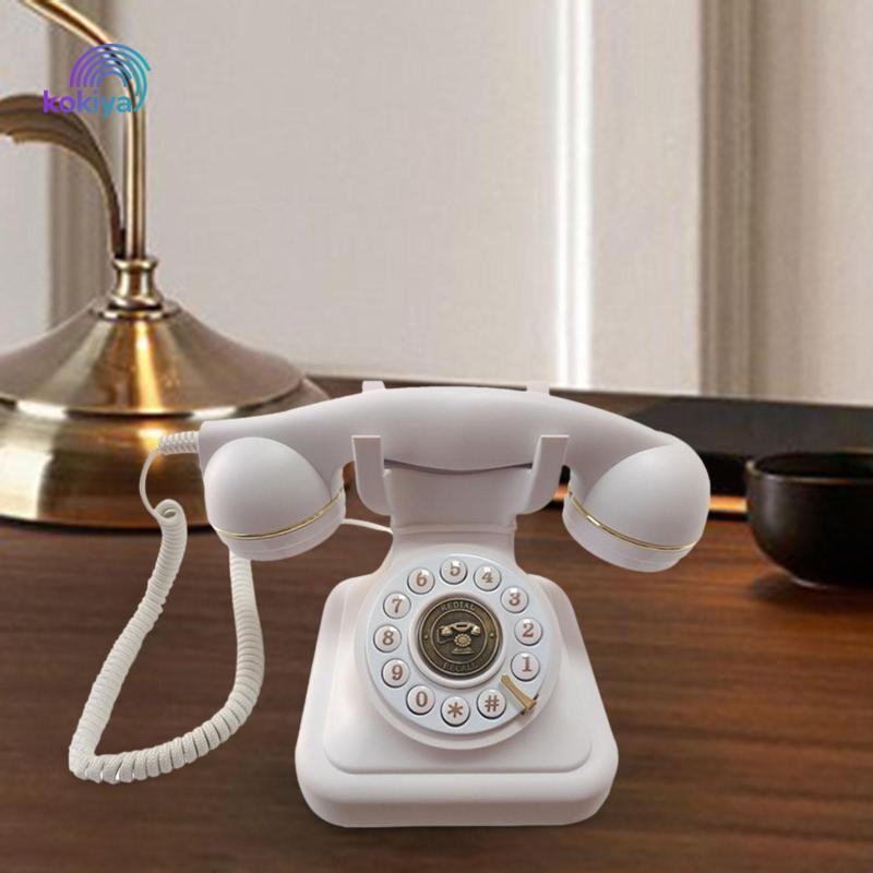 Điện thoại có dây mặt số cổ điển trang trí văn phòng, quà tặng Giáng sinh